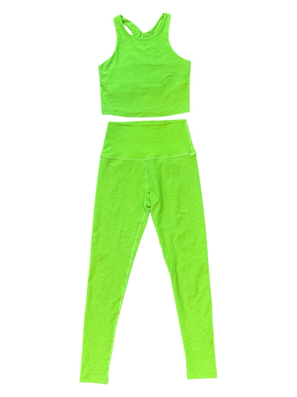 Beyond Yoga Spacedye Tank/Legging 2-Piece Set Limeade Heather Neon Green XS $173 - Picture 2 of 10